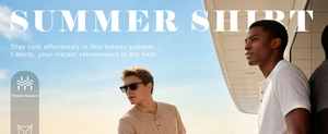 Detail of wrinkle-resistant ribbed texture and Henley collar on summer polo shirts