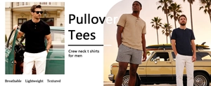 Detail of ribbed texture and henley collar buttons on men slim fit summer casual shirts
