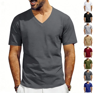 Men's slim fit V-neck T-shirt in multiple colors made of breathable stretch fabric