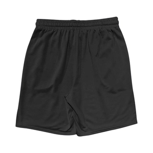Detail of black leisure shorts with elastic waistband and high-quality stitching