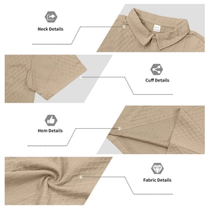 Dettagli del colletto, dei polsini e del tessuto jacquard di un polo in cotone