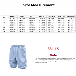 Tableau des tailles pour short décontracté en lin pour homme avec mesures de taille et hanches