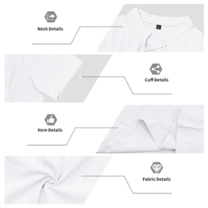 Dettagli camicia bianca in cotone e lino con scollo a V lacci, polsini e trama tessuto