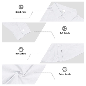 Détails d'une chemise en lin blanc montrant le col, les poignets, l'ourlet et le tissu respirant