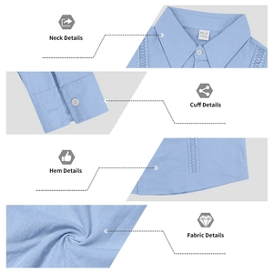 Detail view of cotton linen shirt collar and cuffs with 95% cotton fabric texture