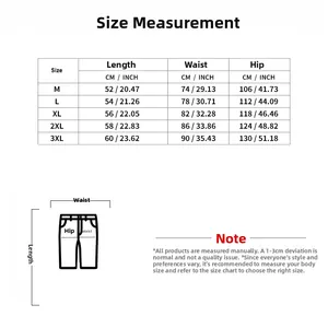 Men's summer casual set size guide for t-shirt and shorts including M to 3XL measurements