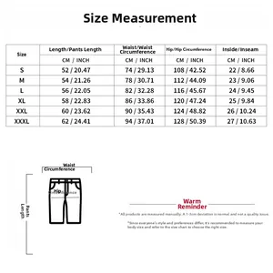 Detailed men's short sleeve shirt and shorts set size guide from S up to 3XL