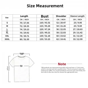 Detailed size chart for men's short sleeve shirt showing measurements in CM and INCH