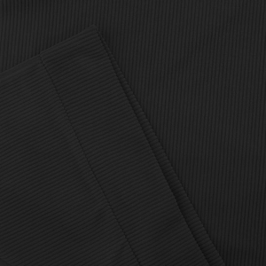Close-up of black ribbed knit fabric texture for men's casual stand collar sweatshirt