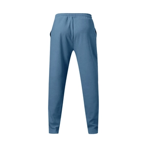 Detail view of men's casual joggers showing elastic drawstring waistband and rear pockets