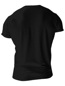 Herren Slim Fit Poloshirt in Schwarz mit atmungsaktiver Streifenstruktur Rückansicht