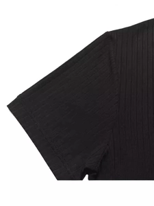 Herren Sommer Slim Fit Polo Hemd in Schwarz mit Streifenmuster und atmungsaktivem Stoff