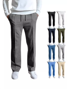 Men's casual drawstring straight trousers in grey with nine color options display