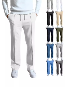 Men's casual straight-leg pants with drawstring waist in nine stylish solid colors