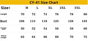 Tabla de tallas para sudadera jacquard de hombre con medidas de S a 3XL