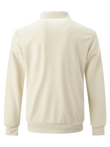 Detail view of the beige waffle knit fabric texture on the back of the men's casual jacket