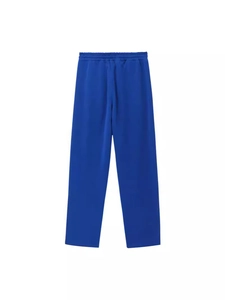 Men's vintage straight-leg trousers in deep blue with elastic waist and relaxed fit