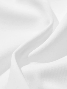 Macro shot of the premium white knit fabric texture on the men's long sleeve polo shirt