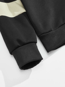 Detail of ribbed cuffs on American vintage color-block long sleeve cotton polo shirt