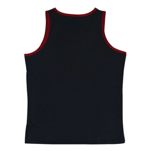 Detail view of the racerback design and breathable stitching on this men's sport tank top