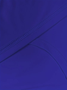 Close-up detail of reinforced overlock stitching on dark blue gym vest fabric