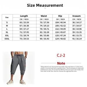 Detailed size chart for men cargo shorts with dimensions in cm and inches for S-XXXL sizes