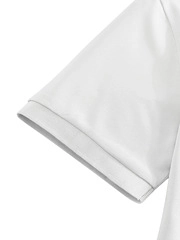 Detailed macro view of smooth flat-lock stitching and fine knit texture on the white sleeve cuff