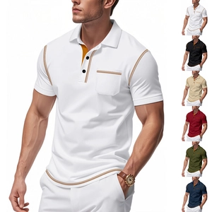Herren Casual Kurzarm Polo-Shirt Mit Kontrastnähten Und Brusttasche Leichtes Atmungsaktives Mode Top Sommer Bekleidung