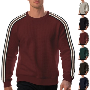 Felpa da uomo a maniche lunghe in maglia a nido d'ape con strisce a contrasto colorate