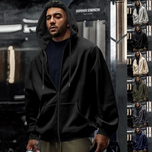 Detailed grid showing multiple color options for men's waterproof zip-up hoodie in gym