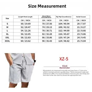 Size chart for men's waffle knit shorts with measurements in cm and inches