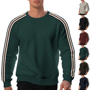 Felpa da uomo in maglia a nido d'ape a maniche lunghe con strisce decorative sulle maniche