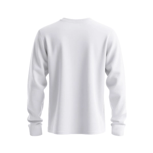 Vue arrière du t-shirt Henley blanc à manches longues avec détails de bord-côte