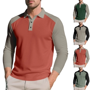 Polo décontracté pour homme avec manches raglan bicolores et col classique boutonné
