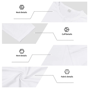 Vues détaillées du t-shirt Henley blanc pour hommes avec boutons et texture du tissu