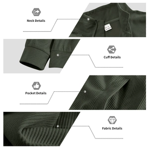 Details der dunkelgrünen Cordjacke mit Rippstruktur und hochwertigem Polyestergewebe