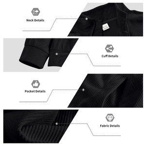 Detailansicht der schwarzen Rippstruktur und des Revers-Designs der Herren Cordjacke