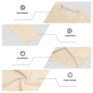 Detailansicht von Rundhalsausschnitt und Bündchen am Fleece-Sweatshirt in Apricot