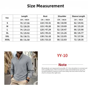 Tabella taglie dettagliata per felpa da uomo con mezza zip in maglia a nido d'ape