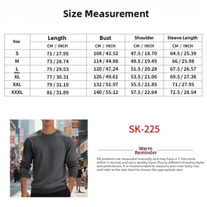 Größentabelle für Herren-Sweatshirt mit Rundhalsausschnitt in den Größen S bis 3XL Daten