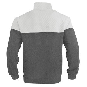 Vista posteriore della felpa da uomo con carré trapuntato bianco e maglia grigio scuro