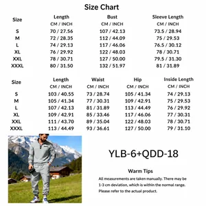 Detaillierte Größentabelle für Herren Fleece Trainingsanzug mit Sweatshirt und Cargohose