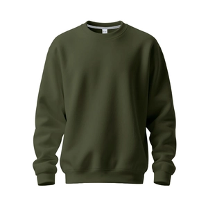 Detailansicht von Rippbündchen und olivgrüner Stofftextur bei einem Langarm-Sweatshirt