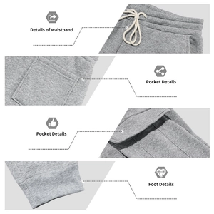 Détails du pantalon de jogging gris pour hommes avec taille à cordon et poches cargo utiles