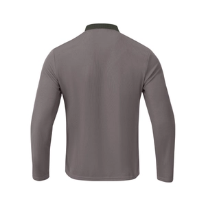 Vue arrière du polo à manches longues côtelé pour hommes en gris-violet avec col vert
