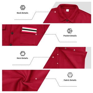 Détails de la veste cargo bordeaux doublée polaire avec boutons-pression et poches rayées