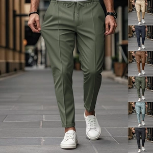 Pantalon décontracté ajusté et extensible pour hommes avec cordon de serrage vert armée
