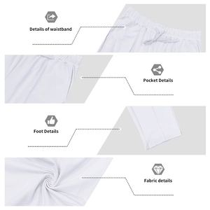 Detail view of white men's lounge pants showing elastic drawstring waist and fabric texture