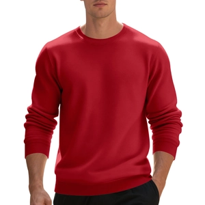 Klassisches rotes Herren-Sweatshirt mit Rundhalsausschnitt und Rippbündchen im Sport-Stil