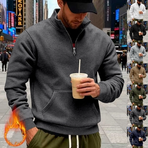 Men's quarter-zip fleece hoodie with kangaroo pocket and multiple color options